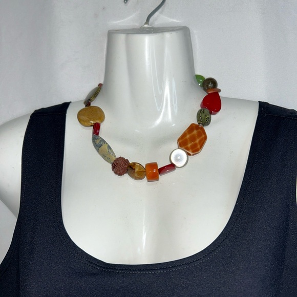 unknown Jewelry - Vintage Multicolor Gemstone Statement Necklace